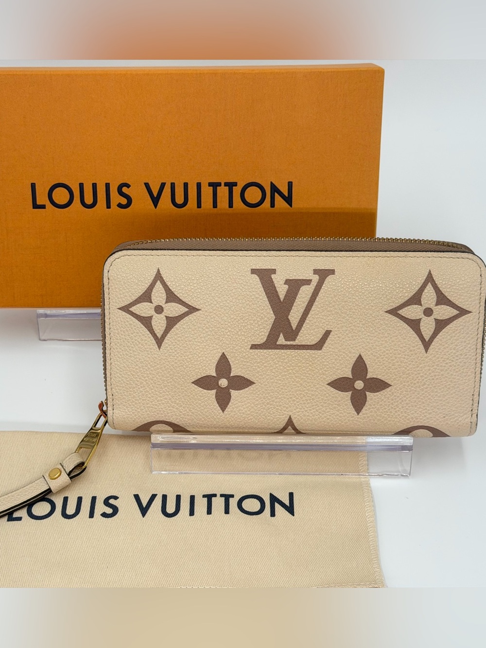 Louis Vuitton Bi Color Empriente Zippy Wallet Cream/Mauve Full Set w/Entrupy COA